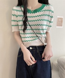 VIBGYOR Women（ヴィブジョー　ウィメン）の「【KOREA SELECT】 半袖 サマーニット（ニット/セーター）」