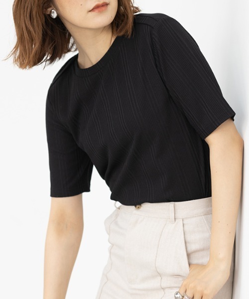 GeeRA（ジーラ）の「ランダムリブ上品Ｔシャツ（Tシャツ/カットソー・レディース・ブラック/オフホワイト/ベージュ/ブルー・MEDIUM/LARGE/X-LARGE）」の18枚目の写真