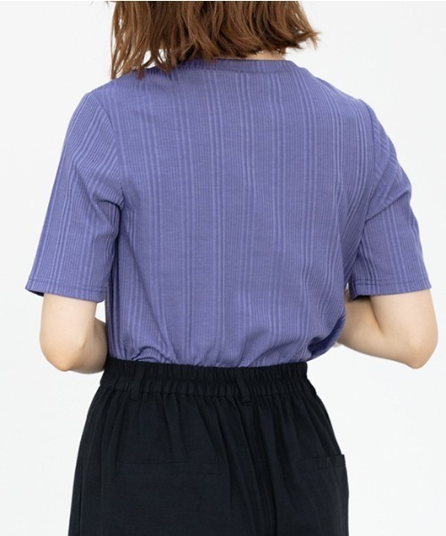 GeeRA（ジーラ）の「ランダムリブ上品Ｔシャツ（Tシャツ/カットソー・レディース・ブラック/オフホワイト/ベージュ/ブルー・MEDIUM/LARGE/X-LARGE）」の14枚目の写真