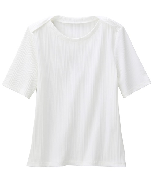 GeeRA（ジーラ）の「ランダムリブ上品Ｔシャツ（Tシャツ/カットソー・レディース・ブラック/オフホワイト/ベージュ/ブルー・MEDIUM/LARGE/X-LARGE）」の11枚目の写真