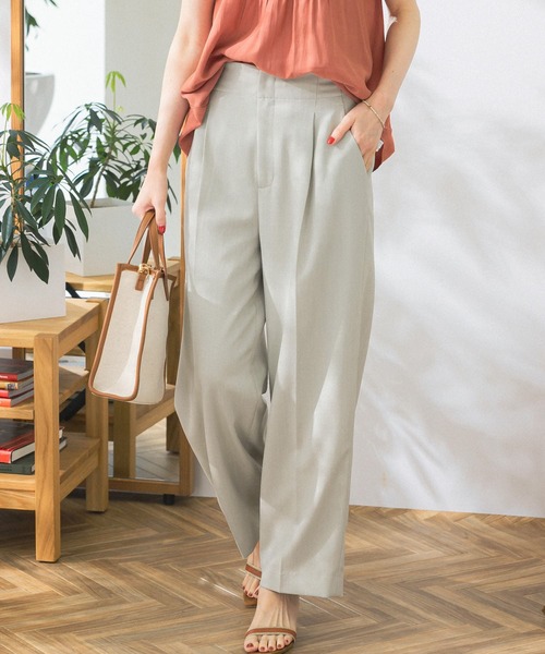 URBAN RESEARCH ROSSO WOMEN（アーバンリサーチ　ロッソ）の「リネンライクワイドパンツ（その他パンツ・レディース・チャコールグレー/ベージュ系その他/イエロー系その他・38/36）」の4枚目の写真