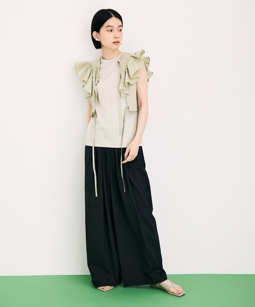 ADAM ET ROPE'(アダムエロペ)の「ナイロンストライプイージーパンツ(その他パンツ・レディース・ブラック/サックスブルー/キナリ・38/36)」の12枚目の写真