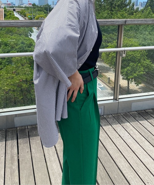 PairPair（ペアペア）の「刺繍入りストライプシャツ(ユニセックス)（シャツ/ブラウス・レディース・ブラック/ブルー/グリーン・MEDIUM/LARGE）」の7枚目の写真