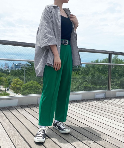 PairPair（ペアペア）の「刺繍入りストライプシャツ(ユニセックス)（シャツ/ブラウス・レディース・ブラック/ブルー/グリーン・MEDIUM/LARGE）」の13枚目の写真