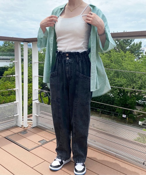 PairPair（ペアペア）の「刺繍入りストライプシャツ(ユニセックス)（シャツ/ブラウス・レディース・ブラック/ブルー/グリーン・MEDIUM/LARGE）」の17枚目の写真