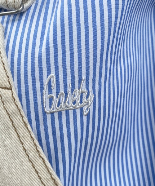 PairPair（ペアペア）の「刺繍入りストライプシャツ(ユニセックス)（シャツ/ブラウス・レディース・ブラック/ブルー/グリーン・MEDIUM/LARGE）」の6枚目の写真