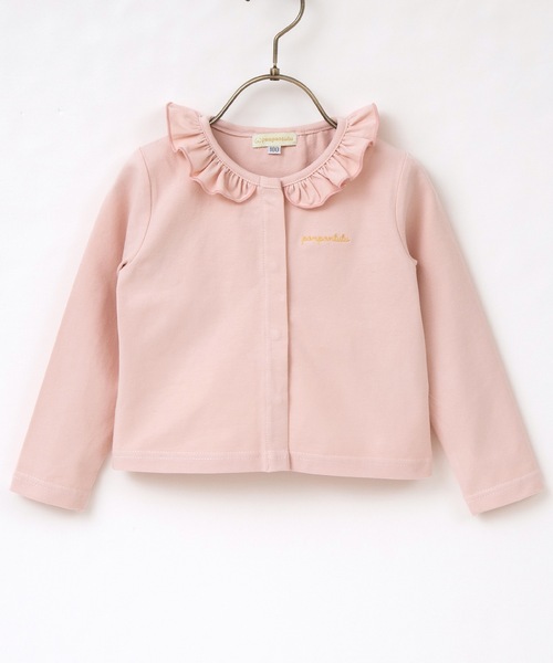 panpantutu（パンパンチュチュ）の「UVcutフリルカーディガン（カーディガン/ボレロ・キッズ・レッド/スモークピンク・90cm/110cm/100cm/120cm/130cm/80ｃｍ）」の2枚目の写真