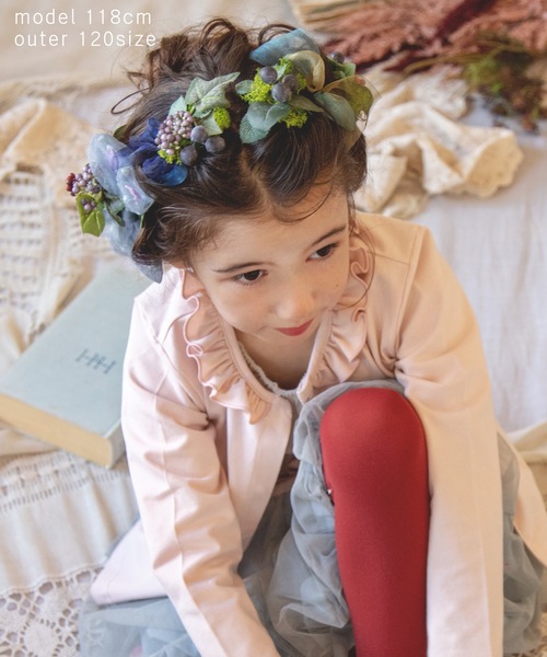 panpantutu（パンパンチュチュ）の「UVcutフリルカーディガン（カーディガン/ボレロ・キッズ・レッド/スモークピンク・90cm/110cm/100cm/120cm/130cm/80ｃｍ）」の3枚目の写真