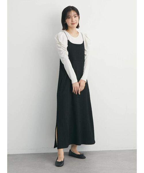 Green　Parks（グリーンパークス）の「細ひもキャミワンピース（ジャンパースカート・レディース・ブラック/ベージュ・FREE）」の5枚目の写真