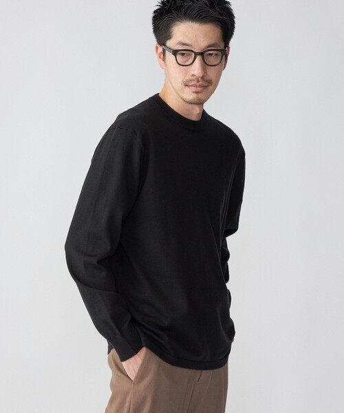 SHIPS（シップス）の「SHIPS: 〈ウォッシャブル〉12GG テックウール クルーネック プルオーバー ニット（ニット/セーター・メンズ・ブラック/ホワイト/グリーン/オレンジ/チャコールグレー/ダークブルー・LARGE/MEDIUM/SMALL/X-LARGE）」の3枚目の写真