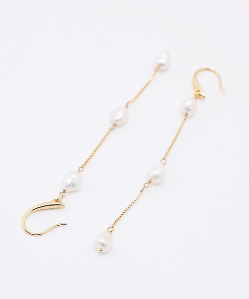 ROPE'（ロペ）の「淡水パールロングピアス（ピアス（両耳用）・レディース・ゴールド・FREE）」の2枚目の写真