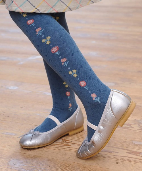 combimini(コンビミニ)の「タイツ(フラワー)(タイツ/ストッキング・キッズ・チャコールグレー/ダークブルー・120/110/100/90/80)」の6枚目の写真