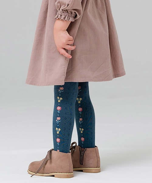 combimini(コンビミニ)の「タイツ(フラワー)(タイツ/ストッキング・キッズ・チャコールグレー/ダークブルー・120/110/100/90/80)」の7枚目の写真