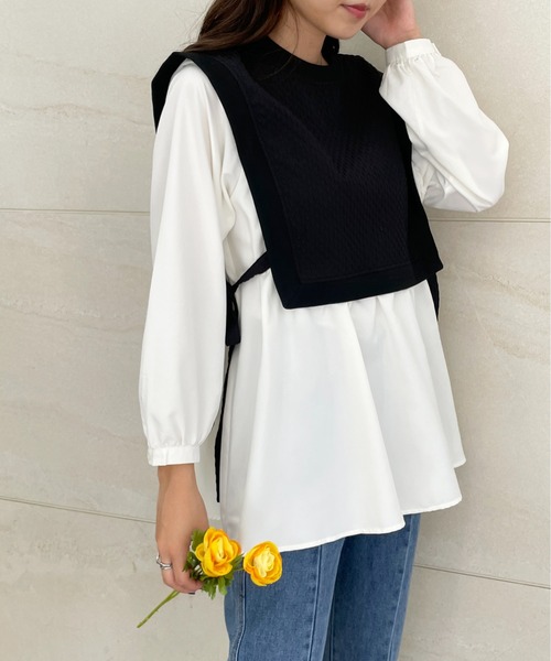 StyleSea(スタイルシー)の「ドッキングベストブラウス(シャツ/ブラウス・レディース・ブラック/グリーン/グレイッシュベージュ・MEDIUM)」の11枚目の写真