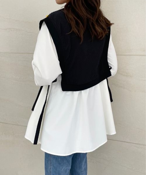 StyleSea(スタイルシー)の「ドッキングベストブラウス(シャツ/ブラウス・レディース・ブラック/グリーン/グレイッシュベージュ・MEDIUM)」の10枚目の写真