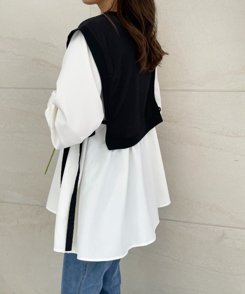 StyleSea(スタイルシー)の「ドッキングベストブラウス(シャツ/ブラウス・レディース・ブラック/グリーン/グレイッシュベージュ・MEDIUM)」の9枚目の写真