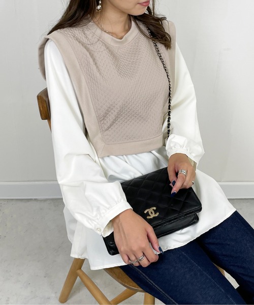 StyleSea(スタイルシー)の「ドッキングベストブラウス(シャツ/ブラウス・レディース・ブラック/グリーン/グレイッシュベージュ・MEDIUM)」の13枚目の写真