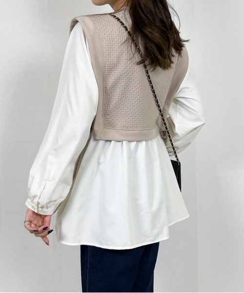 StyleSea(スタイルシー)の「ドッキングベストブラウス(シャツ/ブラウス・レディース・ブラック/グリーン/グレイッシュベージュ・MEDIUM)」の16枚目の写真