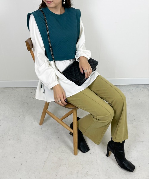 StyleSea(スタイルシー)の「ドッキングベストブラウス(シャツ/ブラウス・レディース・ブラック/グリーン/グレイッシュベージュ・MEDIUM)」の19枚目の写真