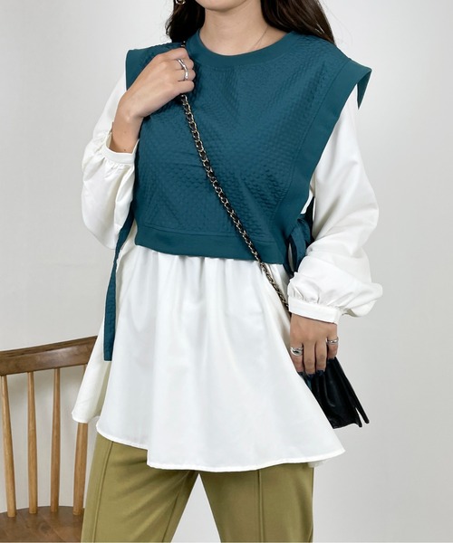 StyleSea(スタイルシー)の「ドッキングベストブラウス(シャツ/ブラウス・レディース・ブラック/グリーン/グレイッシュベージュ・MEDIUM)」の21枚目の写真