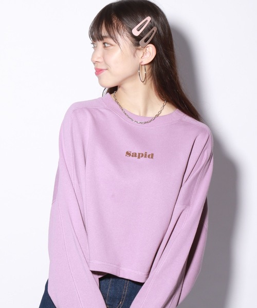 repipi armario(レピピ アルマリオ)の「チビロゴフロッキースウェット(スウェット・キッズ・ブラック/ナチュラル/モカ/パープル・SMALL/MEDIUM/LARGE)」の1枚目の写真