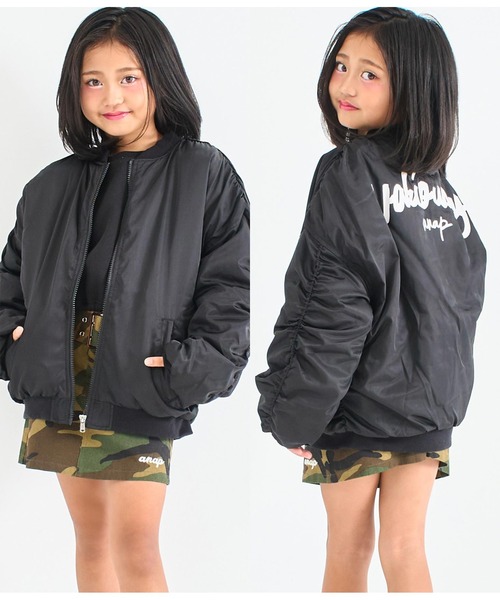 ANAP kids(アナップキッズ)の「ボリュームMA-1(MA-1・キッズ・ブラック/カーキ/アイボリー・110cm/120cm/130cm)」の1枚目の写真