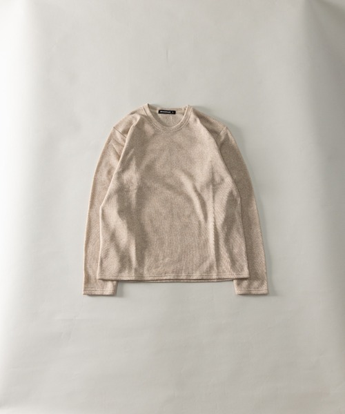BARCEDOS（バルセドス）の「ニットフリース 裏起毛 クルーネック ロングTシャツ（Tシャツ/カットソー・メンズ・ベージュ/霜降りグレー/ネイビー/カーキ/ブラック・L/LL/M）」の4枚目の写真