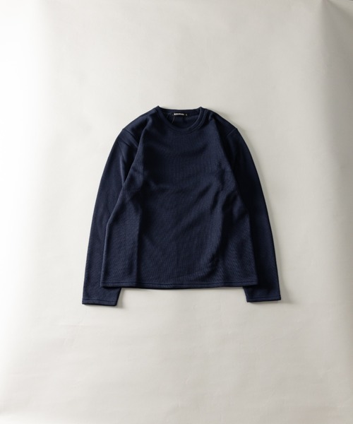 BARCEDOS（バルセドス）の「ニットフリース 裏起毛 クルーネック ロングTシャツ（Tシャツ/カットソー・メンズ・ベージュ/霜降りグレー/ネイビー/カーキ/ブラック・L/LL/M）」の5枚目の写真
