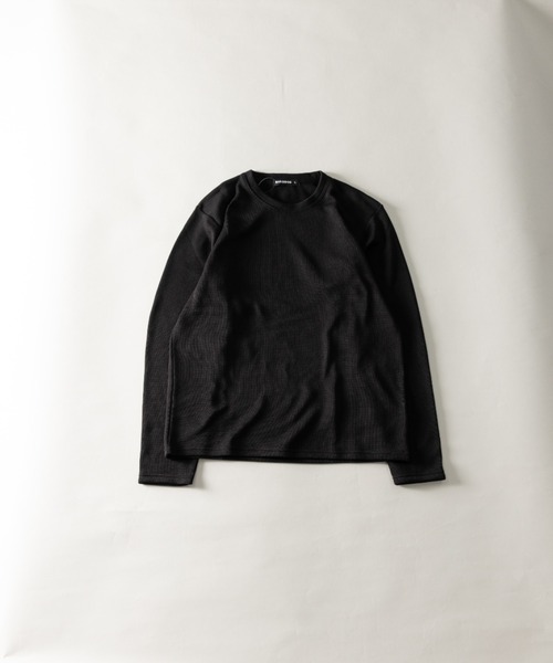 BARCEDOS（バルセドス）の「ニットフリース 裏起毛 クルーネック ロングTシャツ（Tシャツ/カットソー・メンズ・ベージュ/霜降りグレー/ネイビー/カーキ/ブラック・L/LL/M）」の2枚目の写真