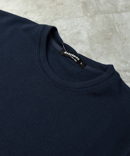 BARCEDOS（バルセドス）の「ニットフリース 裏起毛 クルーネック ロングTシャツ（Tシャツ/カットソー・メンズ・ベージュ/霜降りグレー/ネイビー/カーキ/ブラック・L/LL/M）」の6枚目の写真