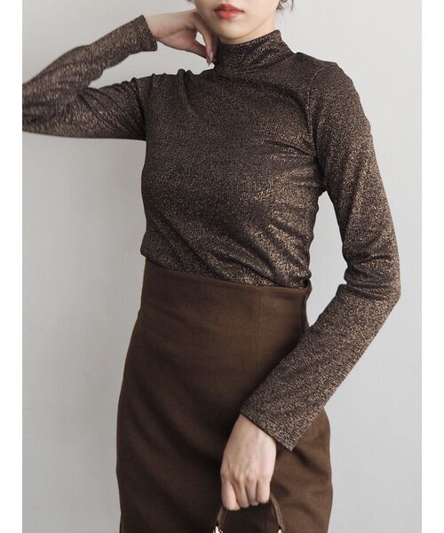 EVRIS（エヴリス）の「ラメタートルネックプルオーバー（Tシャツ/カットソー・レディース・ブラウン/ブラック/アイボリー・FREE）」の3枚目の写真