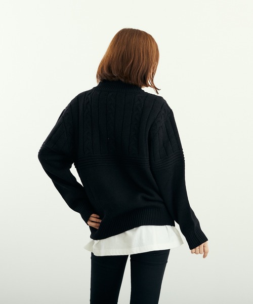 VIBGYOR（ヴィブジョー）の「A/Tケーブル切替H/N釦カーデ(BL)（カーディガン/ボレロ・メンズ・ベージュ/ブラック/ブルーグレー/チャコールグレー・LARGE/MEDIUM）」の10枚目の写真