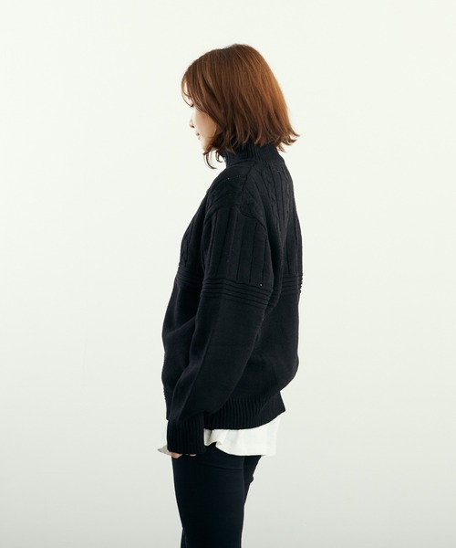 VIBGYOR（ヴィブジョー）の「A/Tケーブル切替H/N釦カーデ(BL)（カーディガン/ボレロ・メンズ・ベージュ/ブラック/ブルーグレー/チャコールグレー・LARGE/MEDIUM）」の11枚目の写真