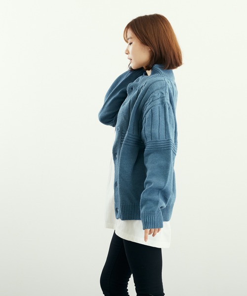 VIBGYOR（ヴィブジョー）の「A/Tケーブル切替H/N釦カーデ(BL)（カーディガン/ボレロ・メンズ・ベージュ/ブラック/ブルーグレー/チャコールグレー・LARGE/MEDIUM）」の16枚目の写真