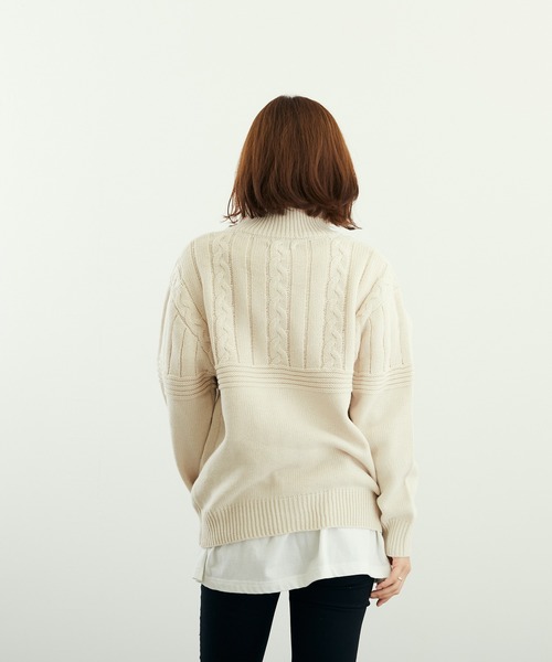 VIBGYOR（ヴィブジョー）の「A/Tケーブル切替H/N釦カーデ(BL)（カーディガン/ボレロ・メンズ・ベージュ/ブラック/ブルーグレー/チャコールグレー・LARGE/MEDIUM）」の20枚目の写真