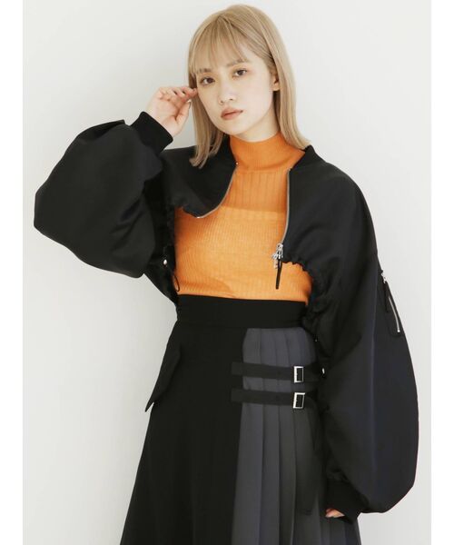 MURUA（ムルーア）の「クロップドMA-1（MA-1・レディース・ブラック/ブルー・FREE）」の3枚目の写真