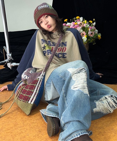 MASONPRINCE(メイソンプリンス)の「巾着型ニットショルダーバッグ BB2039【MASONPRINCE】(ショルダーバッグ・メンズ・マルチ・FREE)」の5枚目の写真