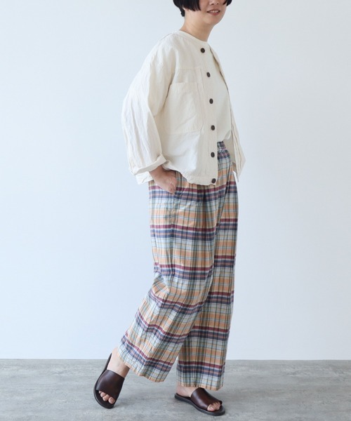 yuni（ユニ ）の「○コットンキュプラ チェックイージーパンツ C