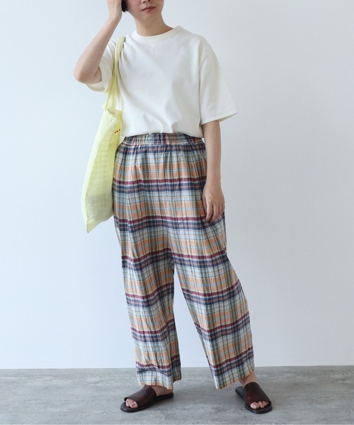 yuni（ユニ　）の「●コットンキュプラ　チェックイージーパンツ　C/Cu check easy PT（その他パンツ・レディース・サックスブルー/マルチ・FREE）」の9枚目の写真