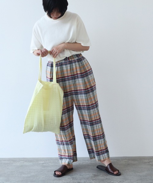 yuni（ユニ　）の「●コットンキュプラ　チェックイージーパンツ　C/Cu check easy PT（その他パンツ・レディース・サックスブルー/マルチ・FREE）」の10枚目の写真