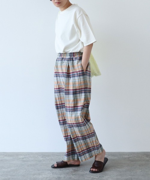 yuni（ユニ　）の「●コットンキュプラ　チェックイージーパンツ　C/Cu check easy PT（その他パンツ・レディース・サックスブルー/マルチ・FREE）」の11枚目の写真