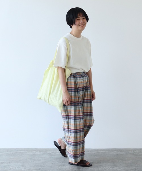 yuni（ユニ　）の「●コットンキュプラ　チェックイージーパンツ　C/Cu check easy PT（その他パンツ・レディース・サックスブルー/マルチ・FREE）」の7枚目の写真