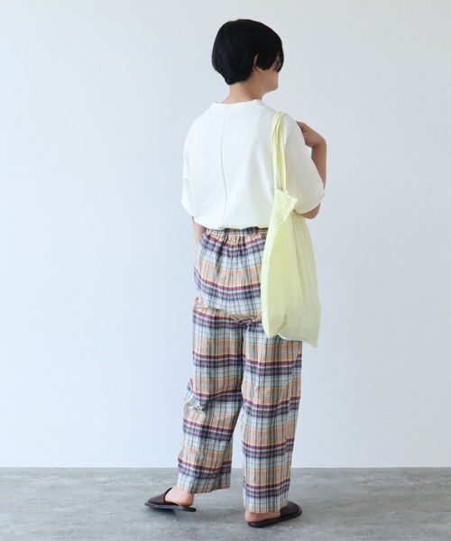 yuni（ユニ　）の「●コットンキュプラ　チェックイージーパンツ　C/Cu check easy PT（その他パンツ・レディース・サックスブルー/マルチ・FREE）」の8枚目の写真