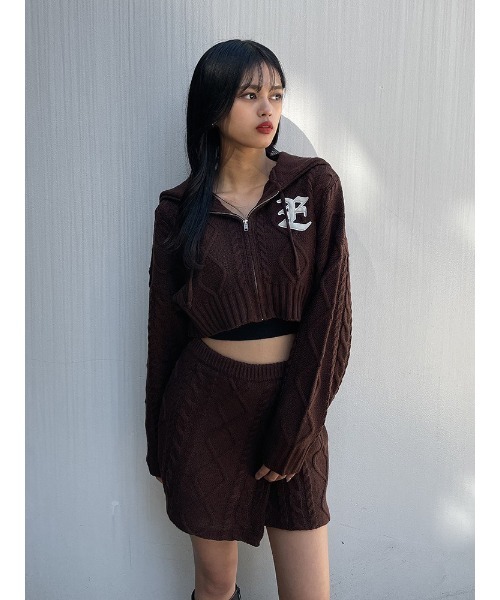 ENVYM（アンビー）の「ケーブルショートロゴＰＫ（パーカー・レディース・ブラウン/ブラック・FREE）」の15枚目の写真