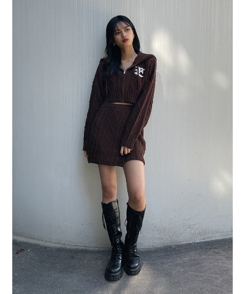 ENVYM（アンビー）の「ケーブルショートロゴＰＫ（パーカー・レディース・ブラウン/ブラック・FREE）」の13枚目の写真