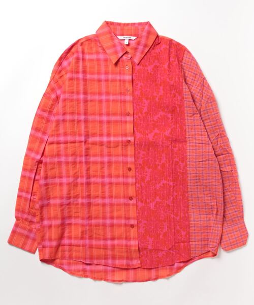 Desigual(デシグアル)の「チェックパッチワーク オーバーサイズシャツ(シャツ/ブラウス・レディース・オレンジ・M/S/L)」の7枚目の写真