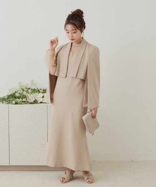 VANNIE U（ヴァニーユー）の「ケープジャケット（ノーカラージャケット・レディース・ベージュ/ブラック・FREE）」の22枚目の写真