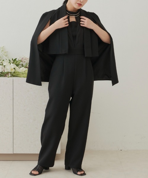 VANNIE U（ヴァニーユー）の「ケープジャケット（ノーカラージャケット・レディース・ベージュ/ブラック・FREE）」の6枚目の写真