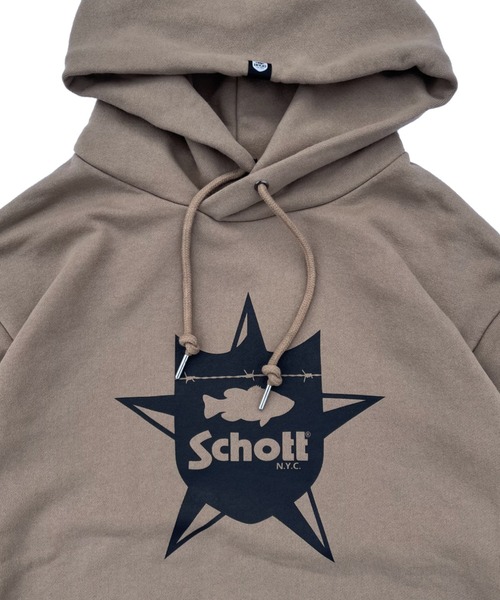 Schott パーカー ブラック S フルジッパー ロゴ イラスト プリント フリスコ チョッパーズ ロゴ プリント プルオーバー パーカー