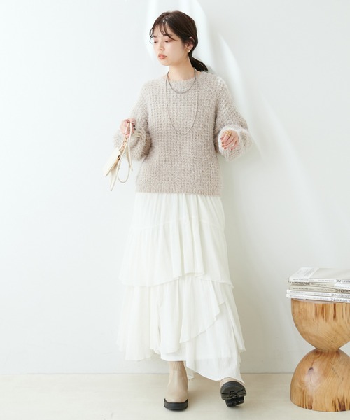 natural couture（ナチュラルクチュール）の「もしゃもしゃメッシュニット（ニット/セーター・レディース・ピンク/アイボリー/ライトベージュ・FREE）」の11枚目の写真